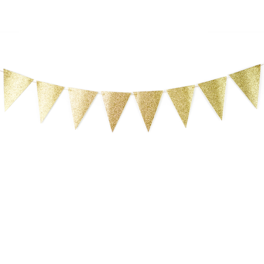 Gold Glitter Pennant Banner - Birthday, Graduation Party, Baby Shower,  Bridal Shower - GenWooShop