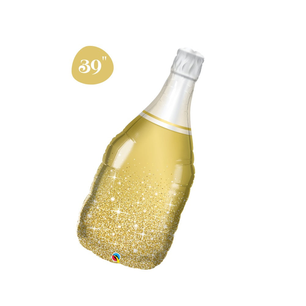 Golden Bubbly Wine Bottle Foil Balloon 39" - New Year Eve Decoration - Engagement, Wedding Shower, Anniversary Decoration