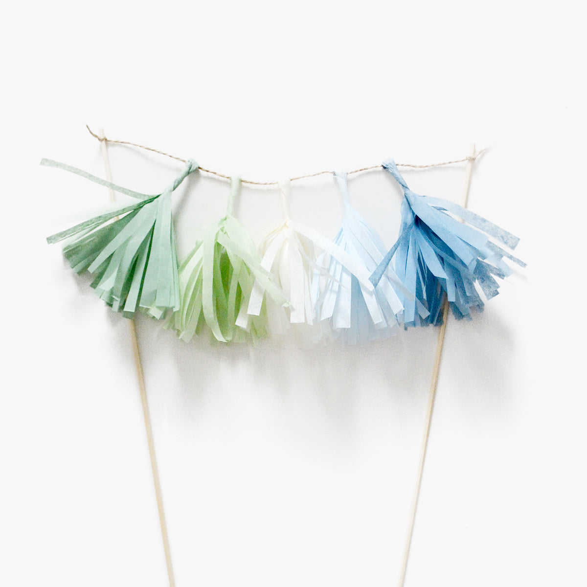 Blue Green Boho Tassel Cake Topper - Boys Boho Rainbow Themed Birthday Party & Bohemian Baby Boy Shower Decoration