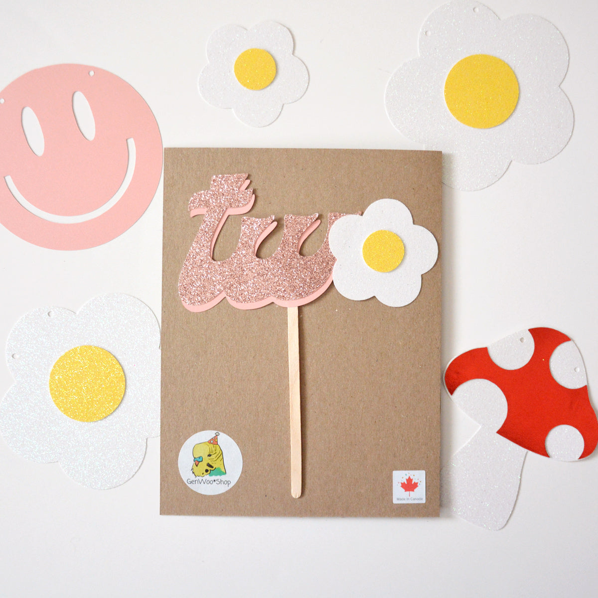 Two Groovy Daisy Cake Topper - Groovy Funky 2nd Birthday 