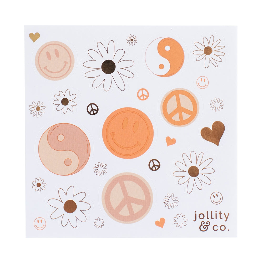 Peace and Love Sticker Set - Retro Groovy Party Favors