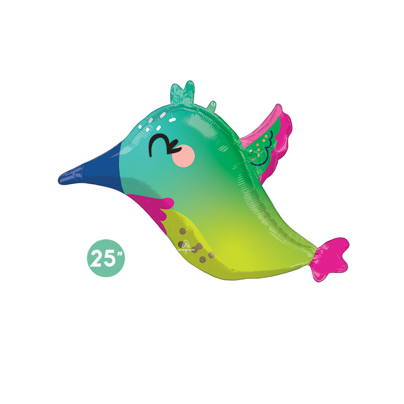 Colorful Hummingbird Foil Balloon 25" - Tropical Birds Birthday Party Decorations, Fun Foil Balloons For Summer Kids Birthday