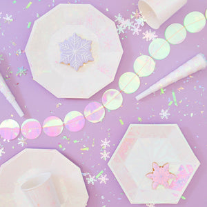 Iridescent Frosted Snowflake Party Plates Large Daydream Society GenWoo Shop Party Tableware