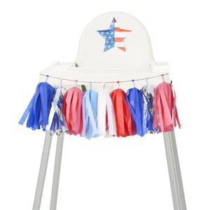4th of July High Chair Garland -  July 4th Patriotic Baby First Birthday Party Decorations - High Chair Garland for USA July Babies Cake Smash 