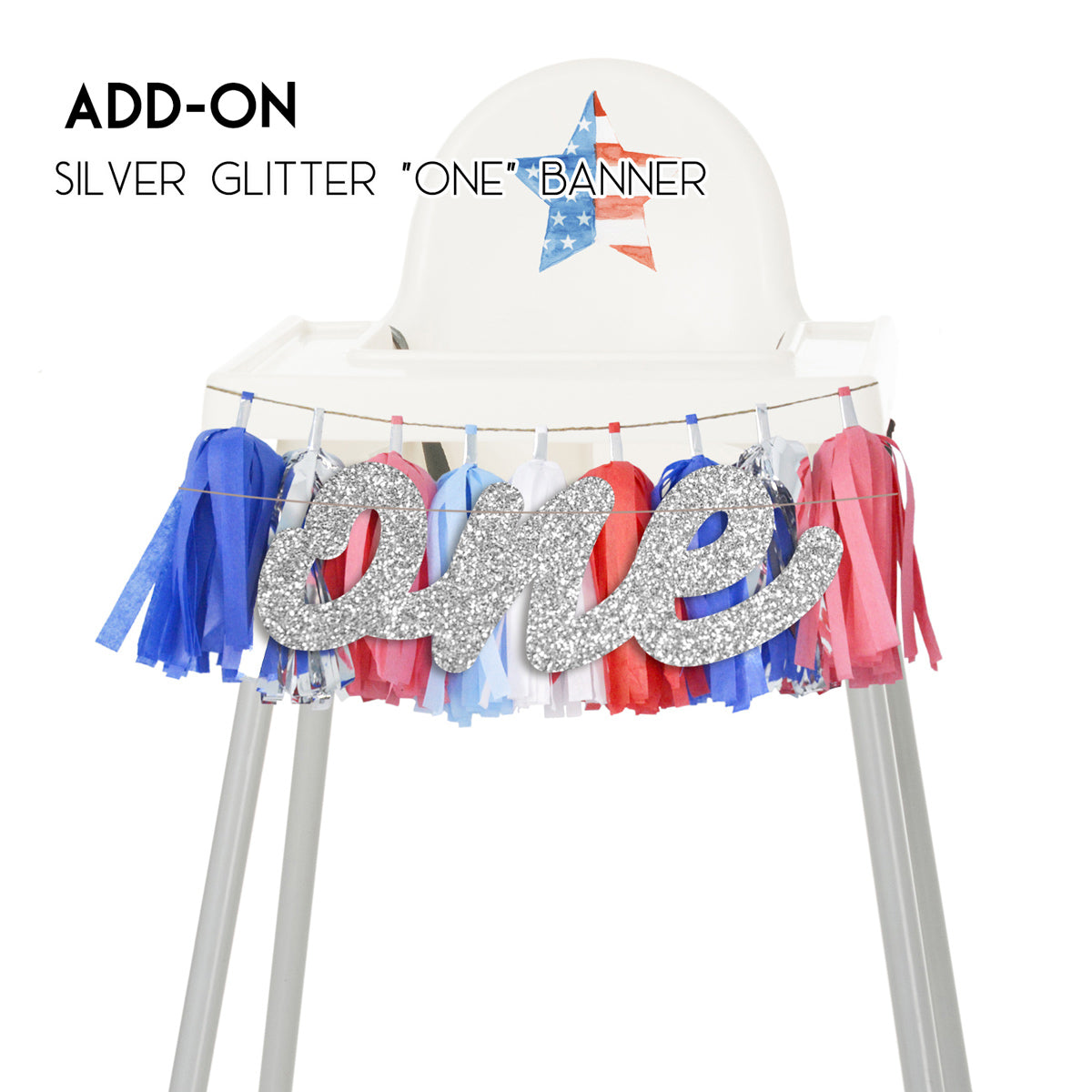 4th of July High Chair Garland -  July 4th Patriotic Baby First Birthday Party Decorations - High Chair Garland for USA July Babies Cake Smash 