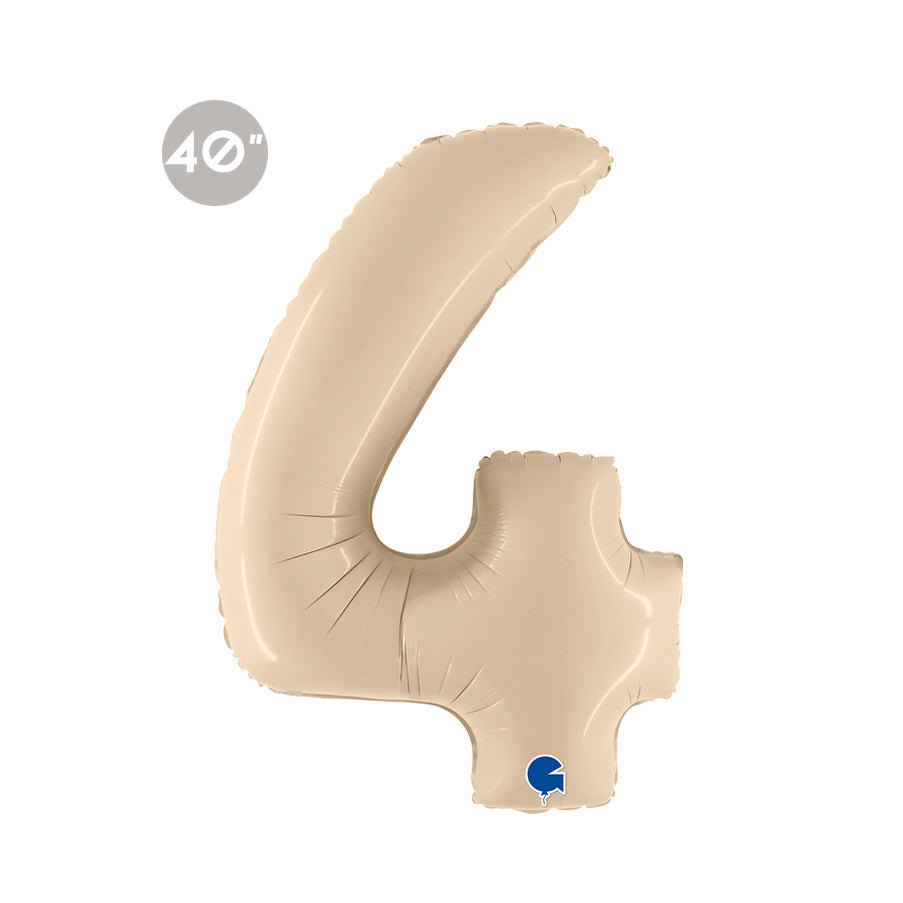 Jumbo Cream Number 4 Foil Balloon 40"