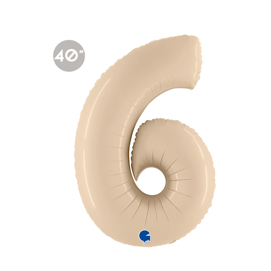 Jumbo Cream Number 6 Foil Balloon 40" - Boho Sixth Birthday Party Decorations & Anniversary