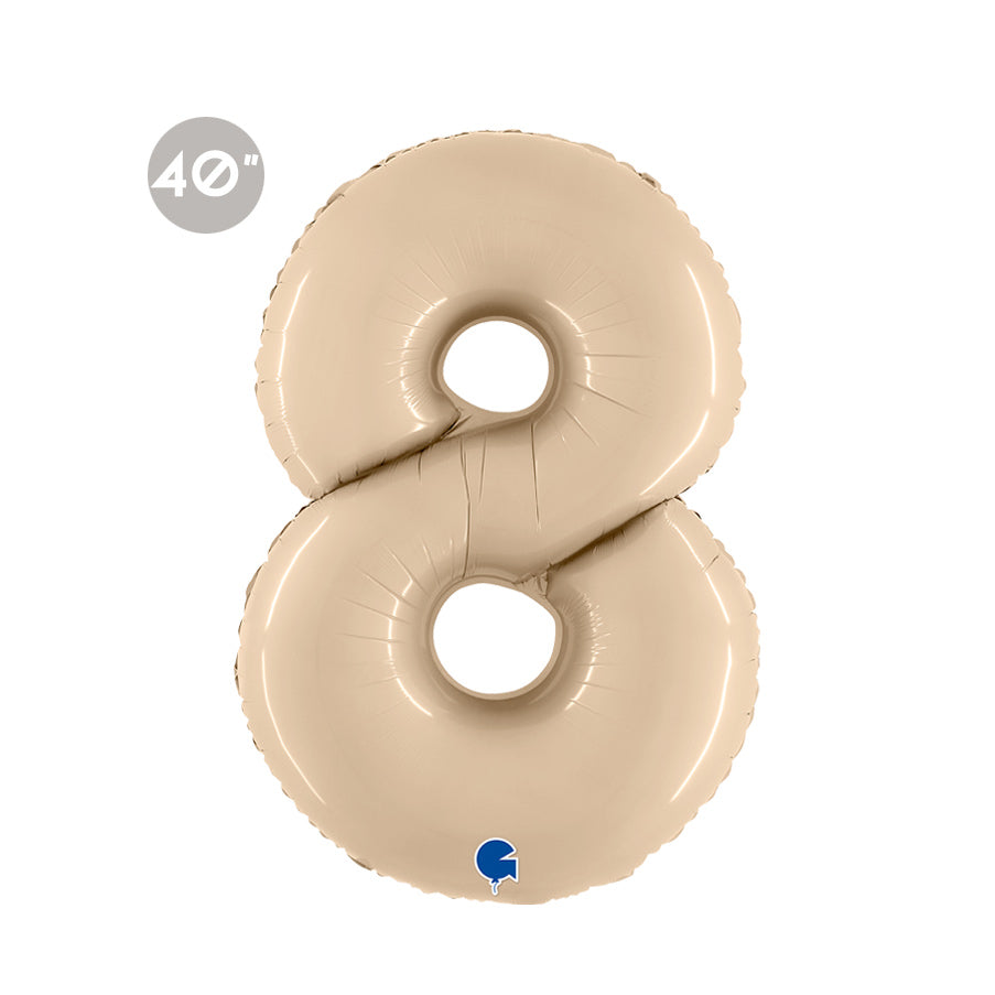 Jumbo Cream Number 8 Foil Balloon 40" - Boho 8th Birthday Party Decorations & Anniversary