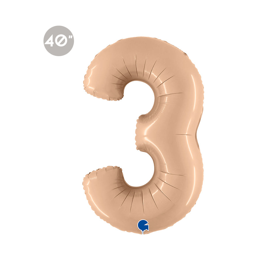 Jumbo Nude Number 3 Foil Balloon 40"