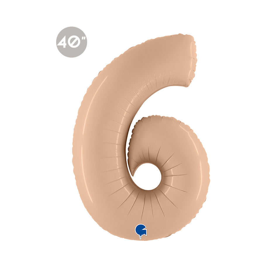 Jumbo Nude Number 6 Foil Balloon 40" - Boho Sixth Birthday Party Decorations & Anniversary