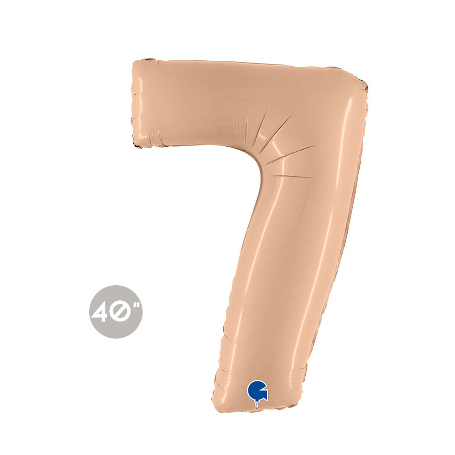 Jumbo Nude Number 7 Foil Balloon 40" - Boho 7th Birthday Party Decorations & Anniversary