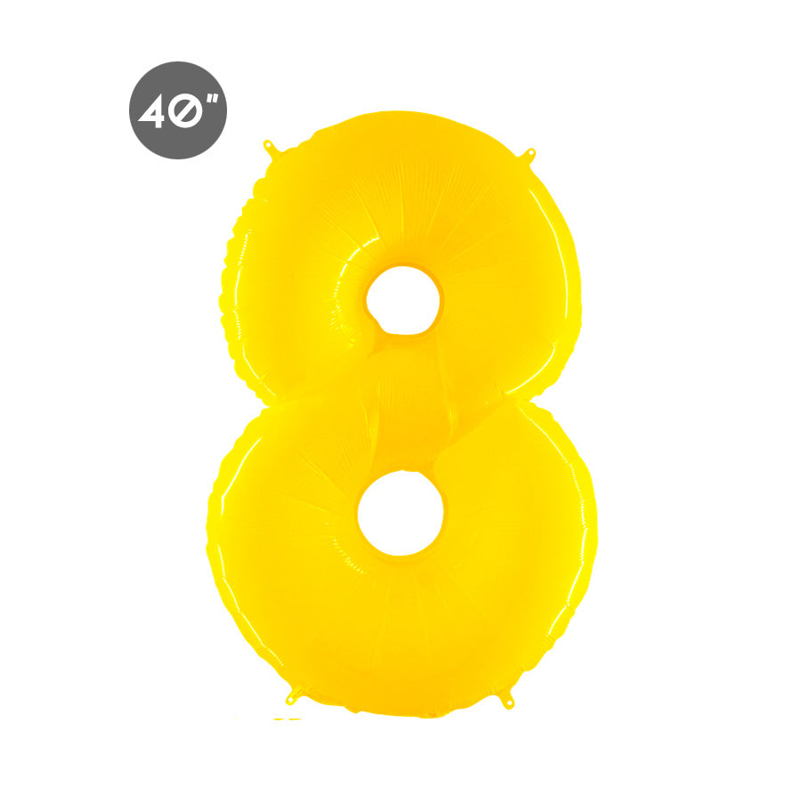 Jumbo Yellow Number 8 Foil Balloon - Eighth Birthday Balloon & Anniversary Decorations 
