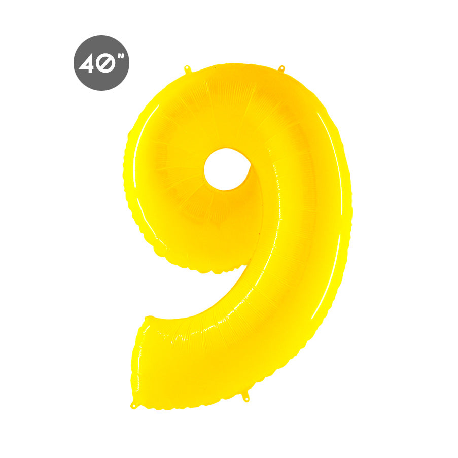 Jumbo Yellow Number 9 Foil Balloon - Ninth Birthday Balloon & Anniversary Decorations 