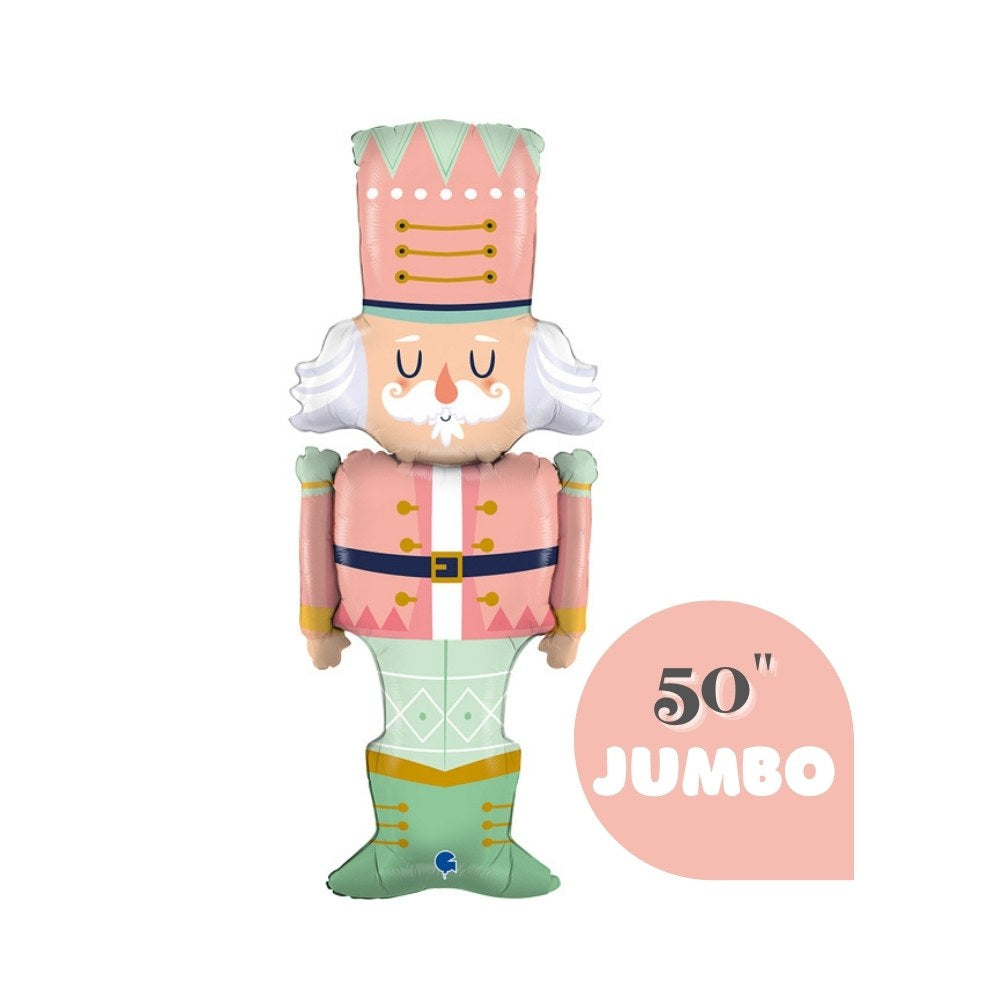 Jumbo Pastel Nutcracker Foil Balloon 50" - Pink Christmas Holiday Party Decoration