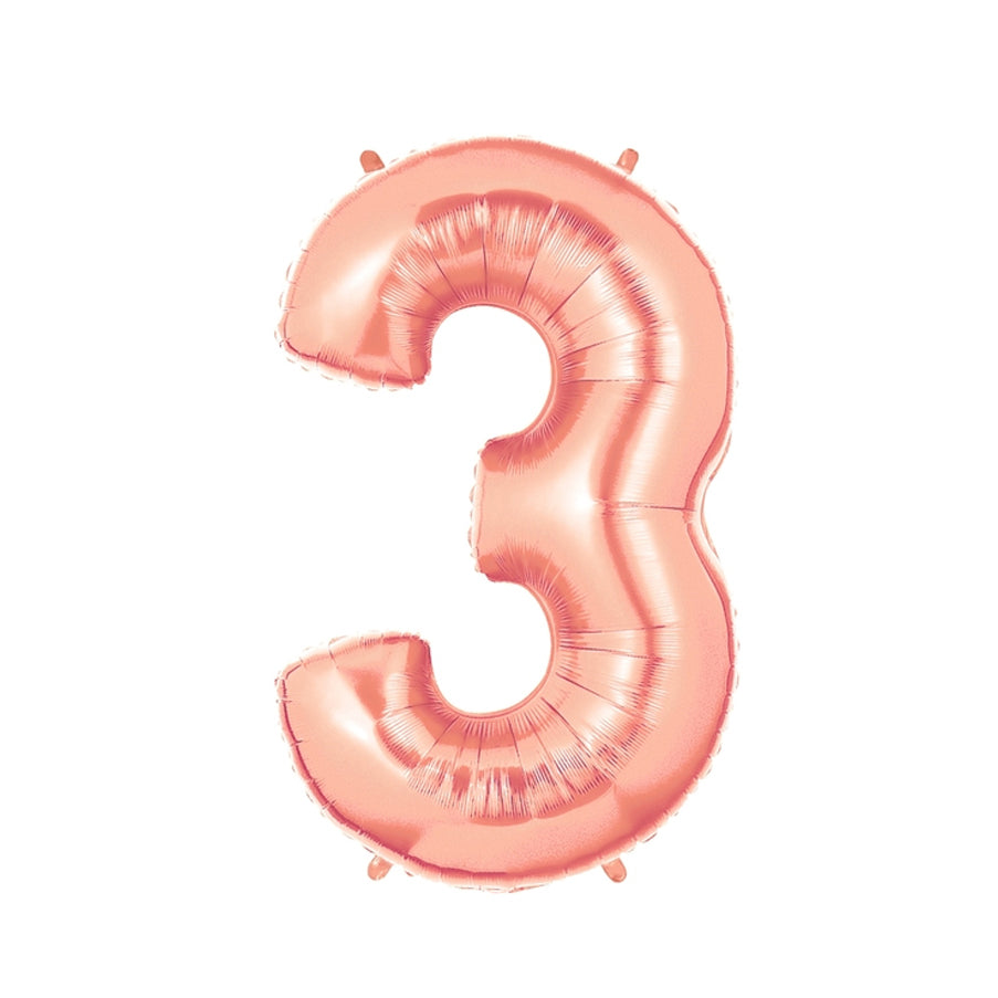 40-inch Jumbo Rose Gold Number 3 Foil Balloon