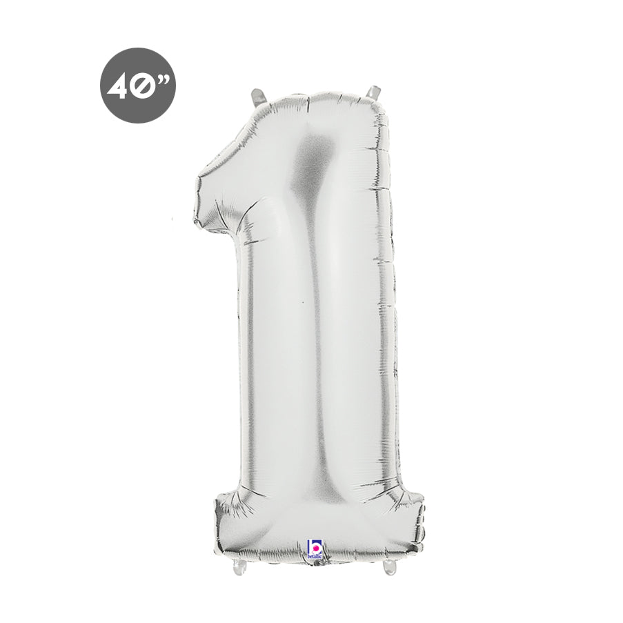 Jumbo Silver Number 1 Balloon, First Birthday Balloon, !st Anniversary