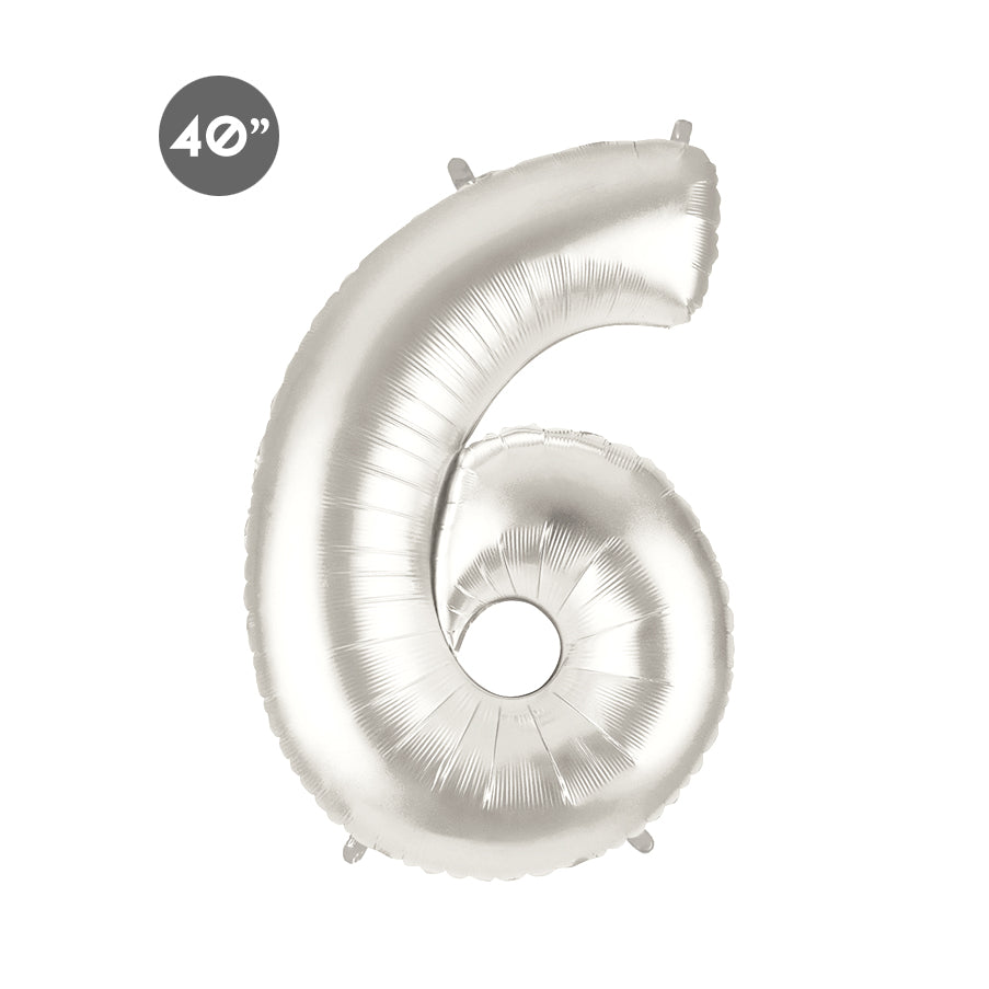 Jumbo silver number balloon. Number 6 balloon, Sixth Birthday