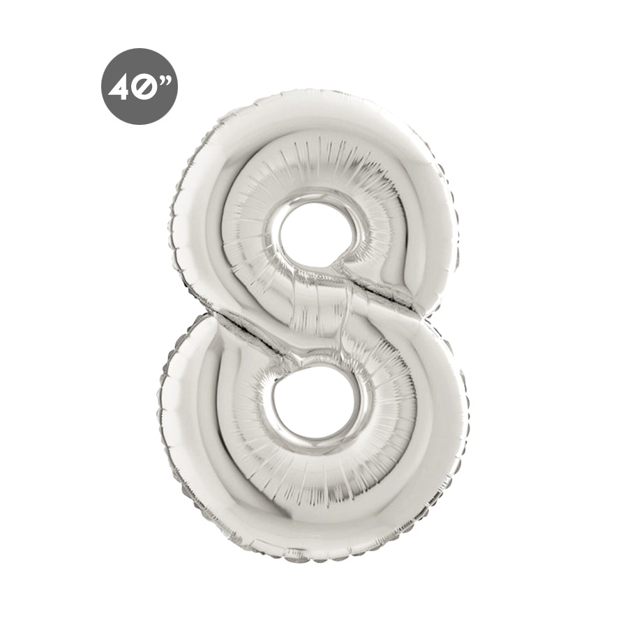 Jumbo Silver Number 8 Foil Balloon 40-inch