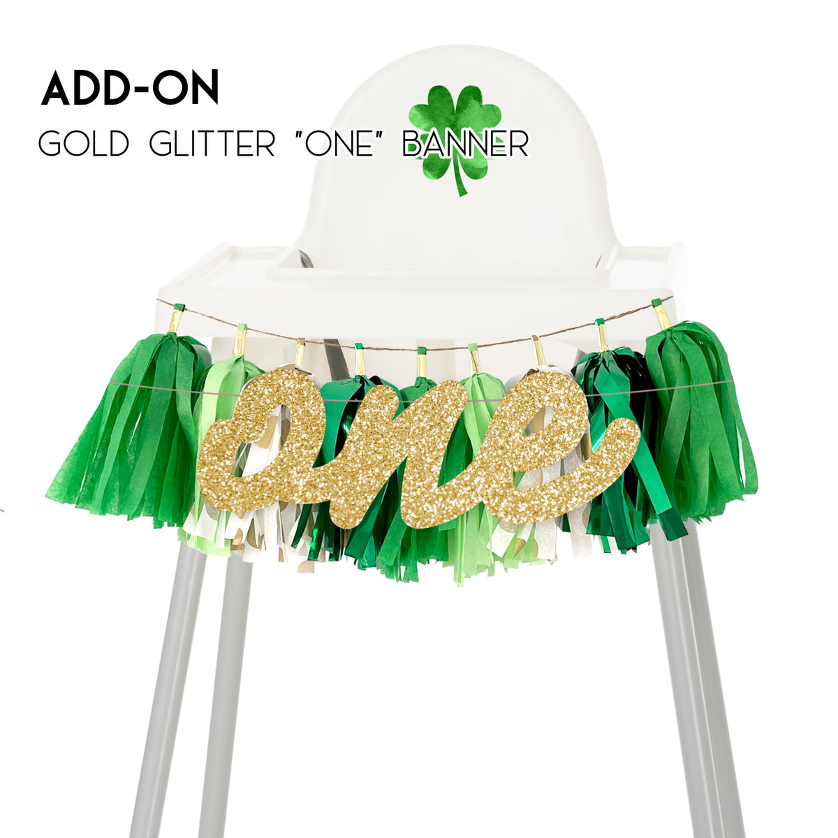 Lucky Green & Gold Coins High Chair Garland - St Patrick's Day First Birthday High Chair Banner Cake Smash Decoration