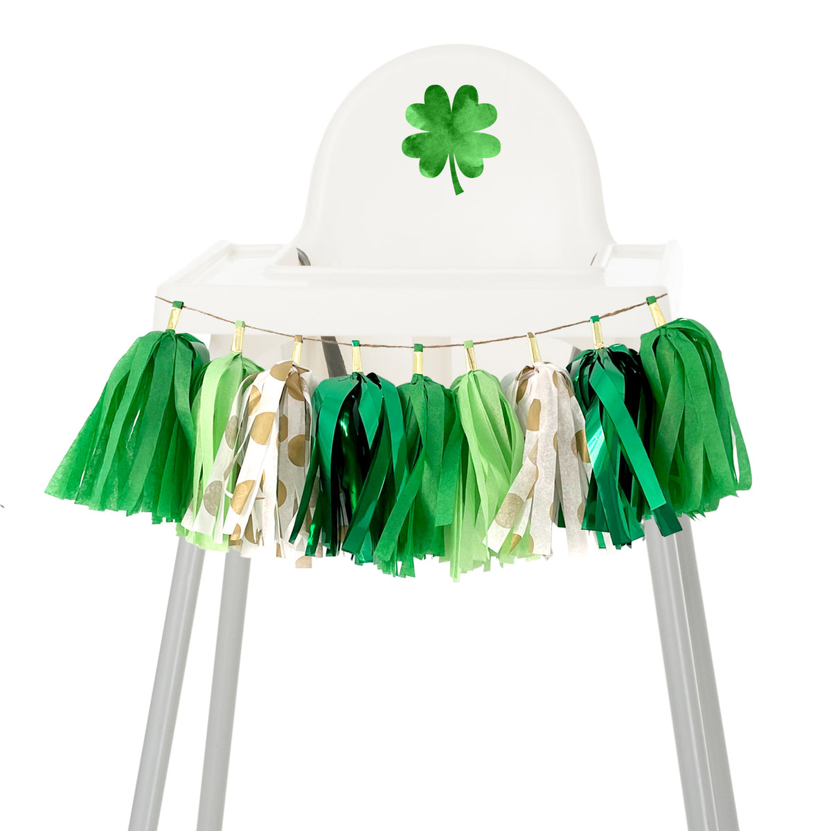 Lucky Green & Gold Coins High Chair Garland - St Patrick's Day First Birthday High Chair Banner Cake Smash Decoration