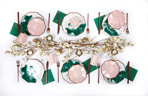 Green Rose Gold Watercolor Party Plates Large