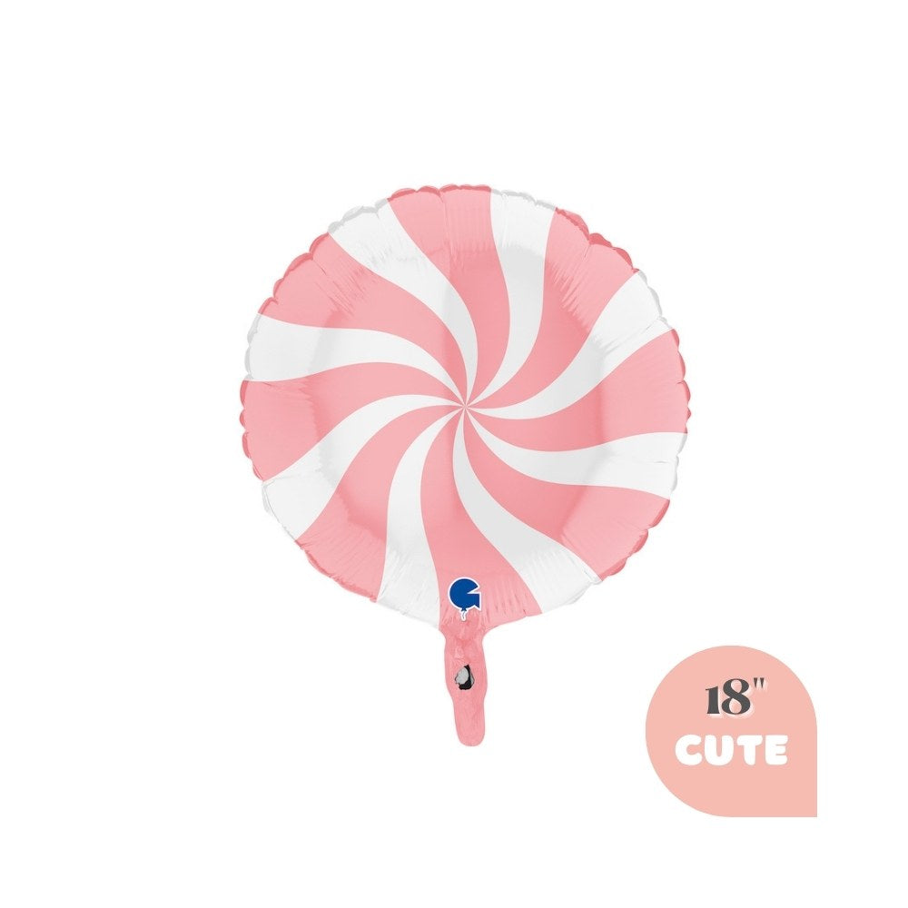 Pastel Pink Peppermint Candy Foil Balloon 18" - Cute Christmas Holiday Party Decoration