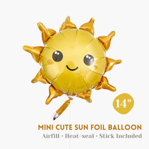 Air-fill Cute Sun Foil Balloon 14" [Heat-sealing] - Sunshine Kids Party Party Favor Photo Prop Table Centerpiece Balloon Wand