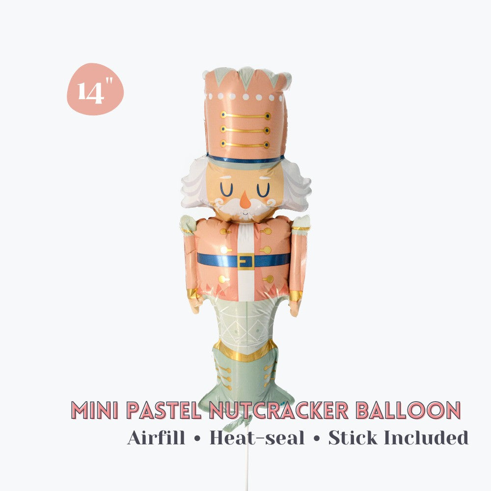 Air-fill Pastel Nutcracker Foil Balloon 14" - Christmas Party Loot Bag Party Favor - Winter Holiday Photo Prop