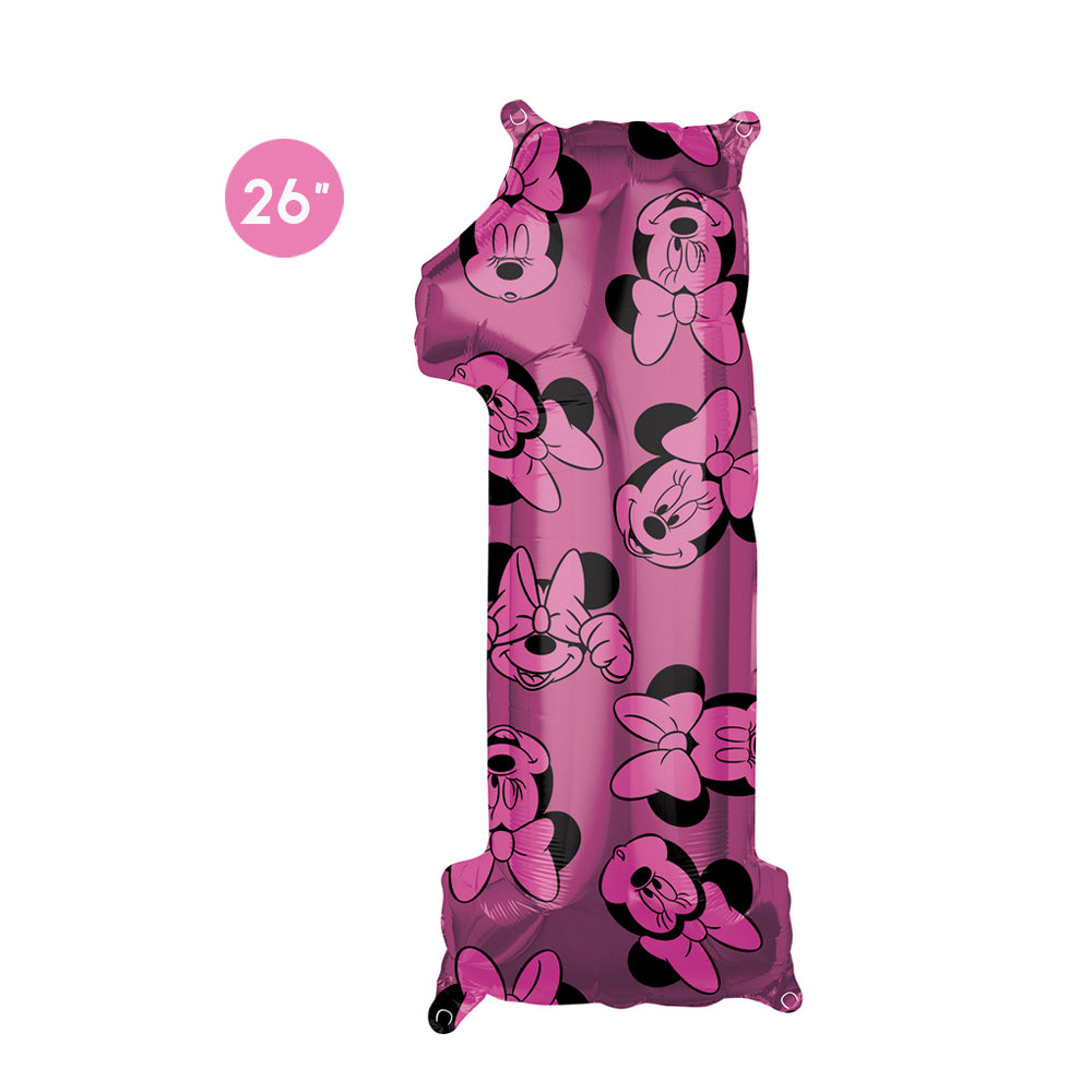 Minnie Mouse Number 1 Balloon Mid-size 26-inch - Licensed Disney Minnie Mouse Number Balloon - First Birthday Decoration