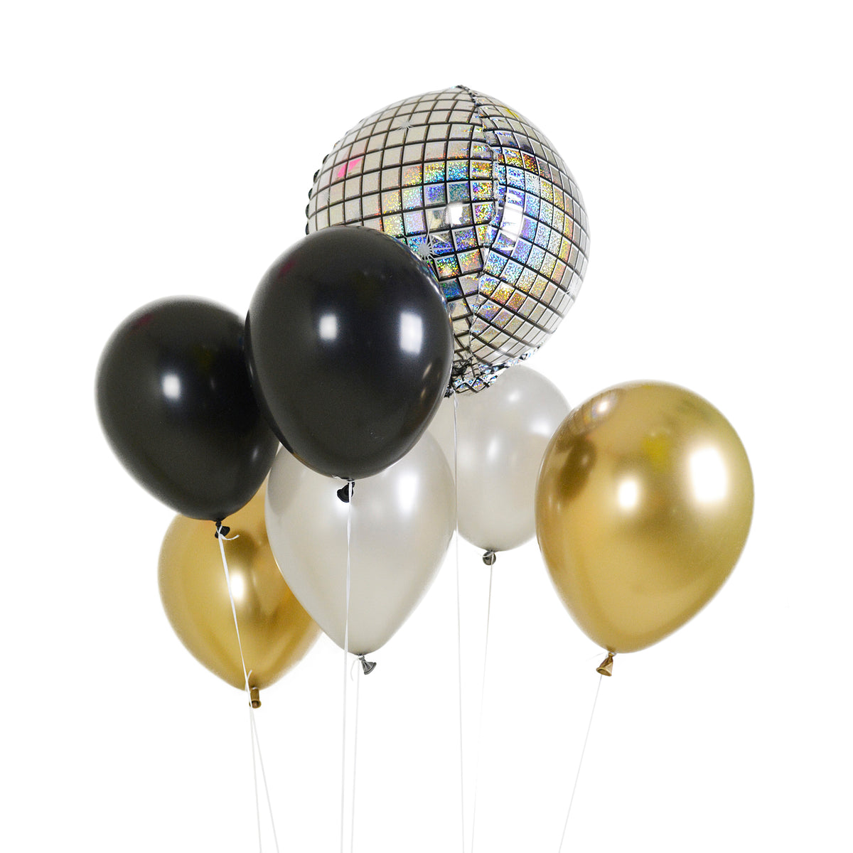 Black and Gold Disco Ball Balloon Bouquet