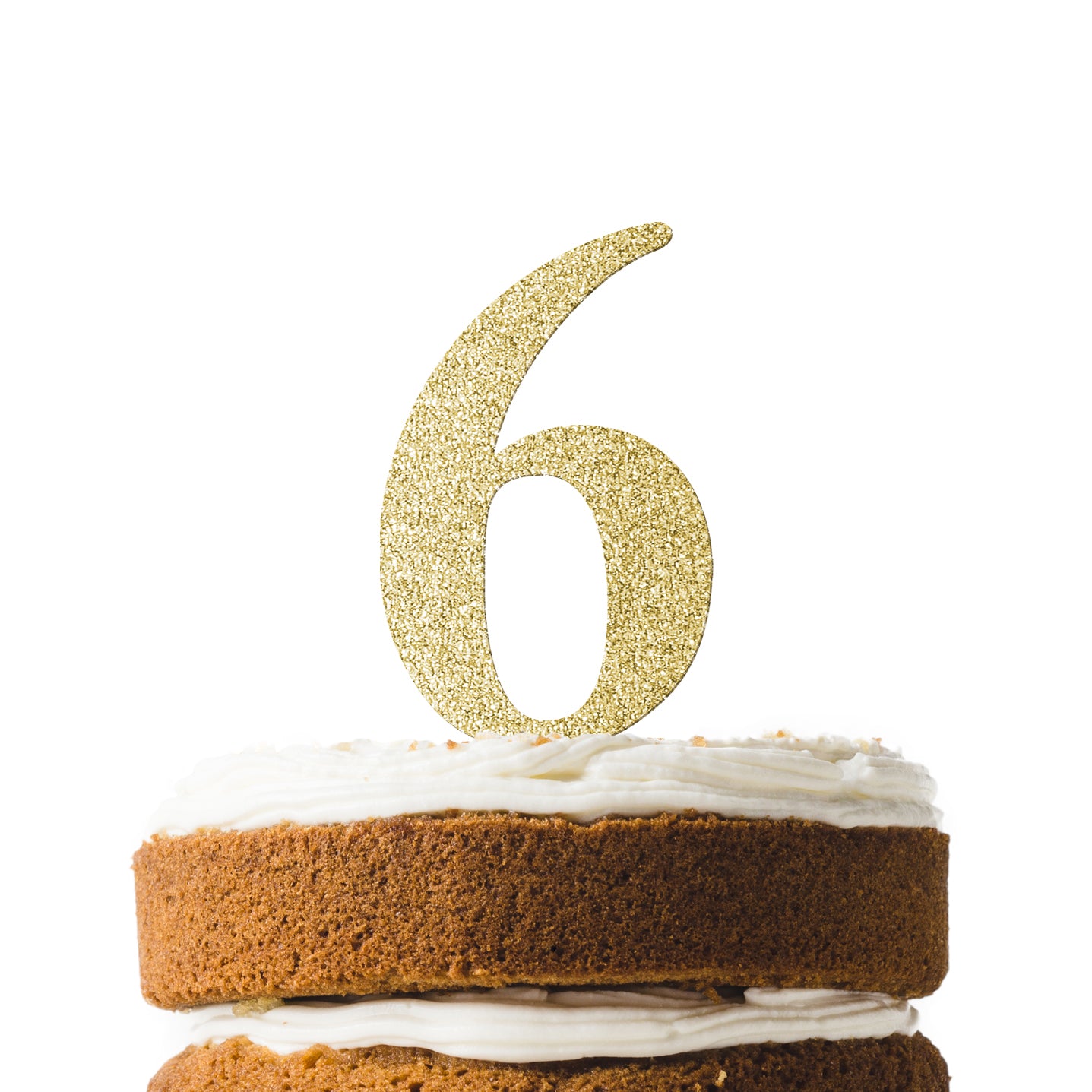 Gold Glitter Number 6 Cake Topper