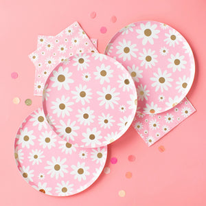 Pink Daisy Party Plates Large