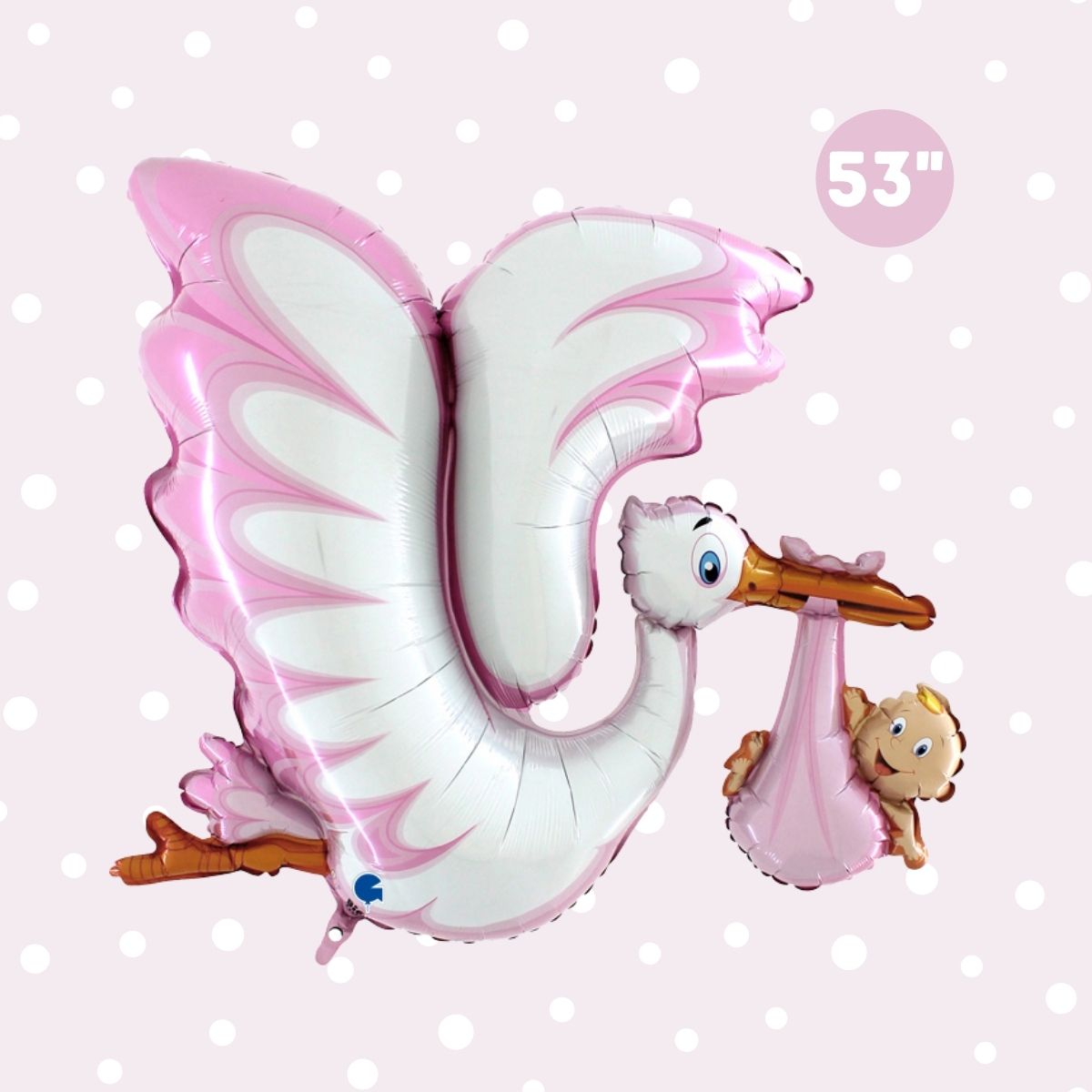 Jumbo Pink Stork and Baby Girl Foil Balloon - Baby Girl Shower Party Decoration, Pink Baby Shower Balloon, Stork Decoration for Baby Girl Shower GenWoo Shop Party Decorations Ottawa Canada