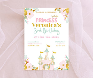 Editable Princess Birthday Party Digital Invitation