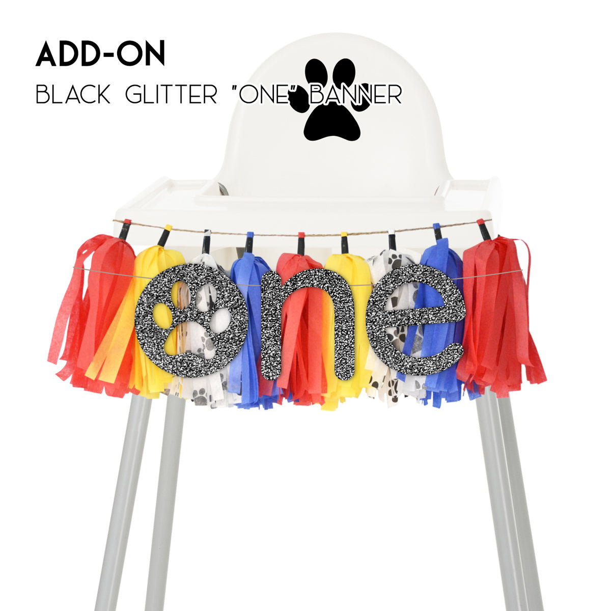 Puppy Paw High Chair Garland - Cartoon Dog Theme First Birthday High Chair Banner  