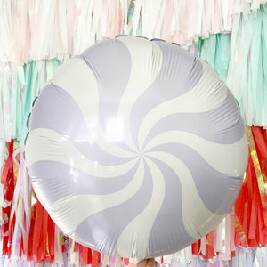 Pastel Lavender Peppermint Swirl Foil Balloon 18 inches, Christmas Party Decoration, Candy Cane Peppermint Balloon Decor, Holiday Birthday Party
