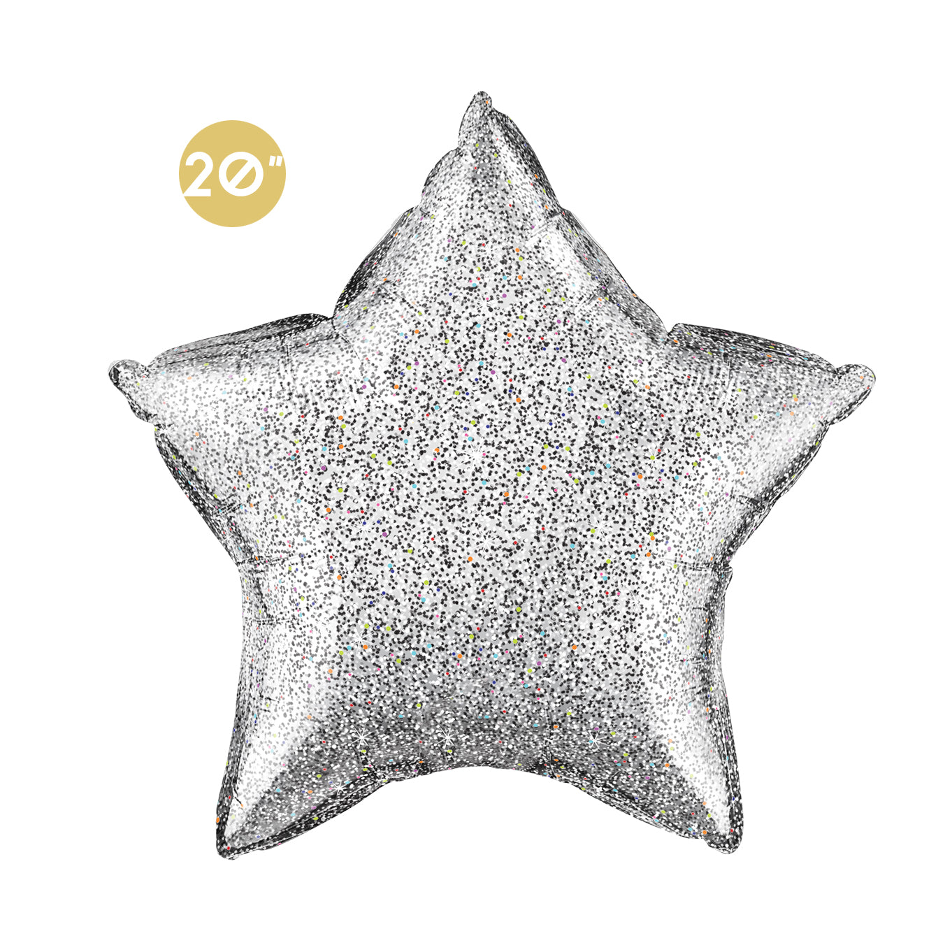 Silver Glitter Star Foil Balloon 20"