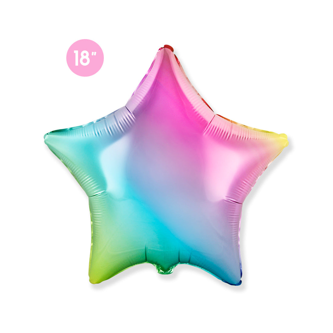 Rainbow Gradient Pastel Star Foil Balloon 18"