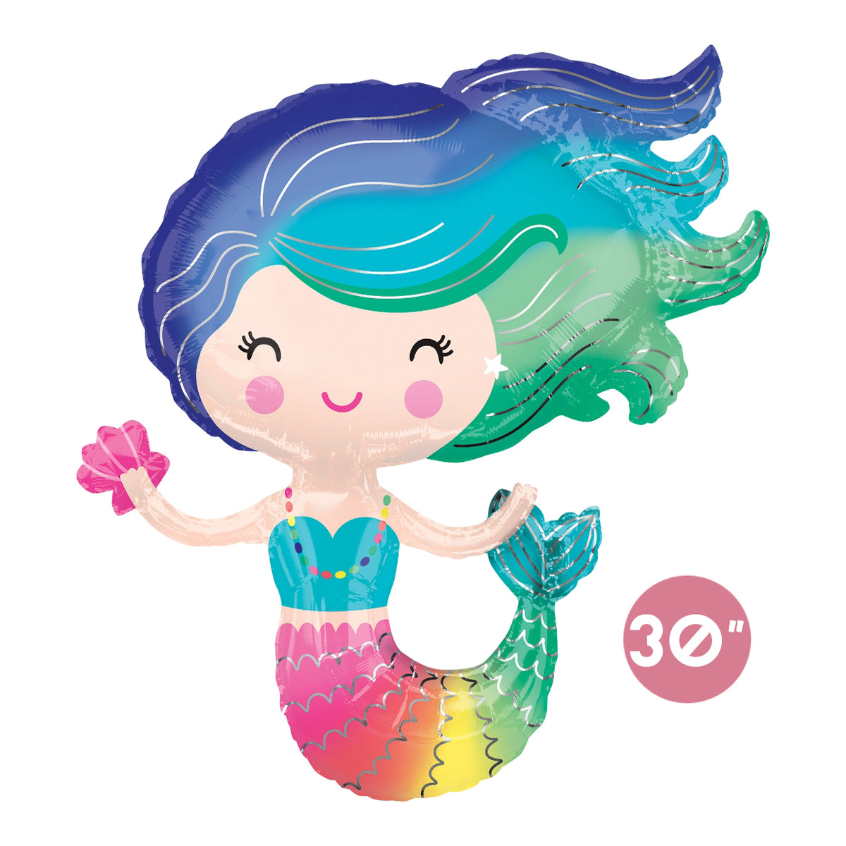 Jumbo Colorful Mermaid Foil Balloon 30-inch