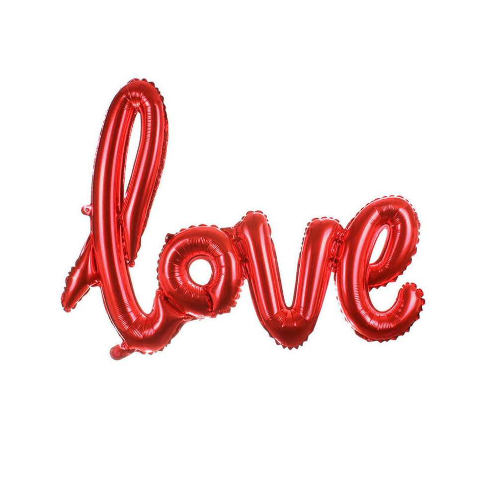 Red Love Script Balloon - Valentine's Day Decor, Engagement Photo Prop ...