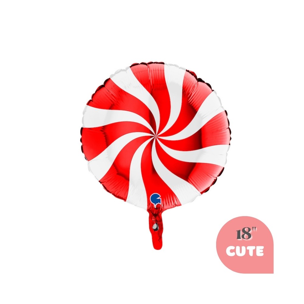 Red Peppermint Candy Foil Balloon 18" - Cute Christmas Holiday Party Decoration