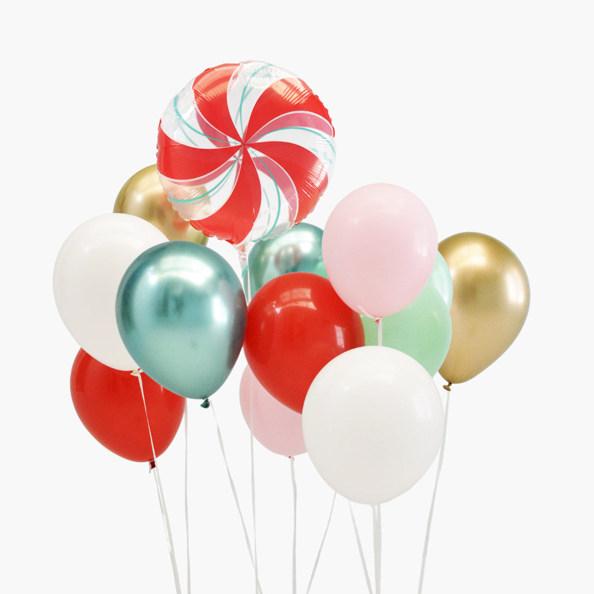 Retro Peppermint Candy Balloon Bouquet - Classic Cute Christmas Holiday Party Decoration