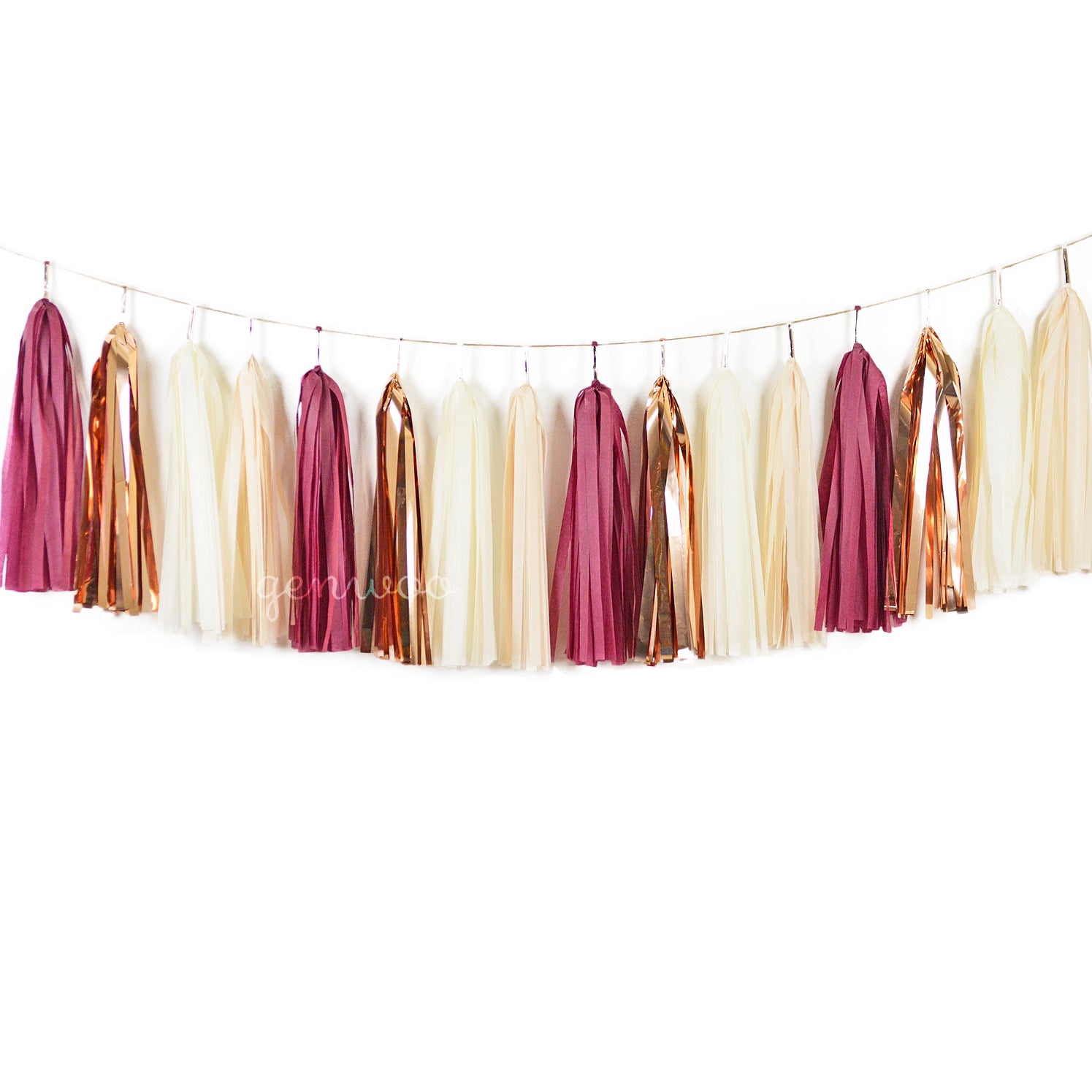 Burgundy and Rose Gold Tassel Garland