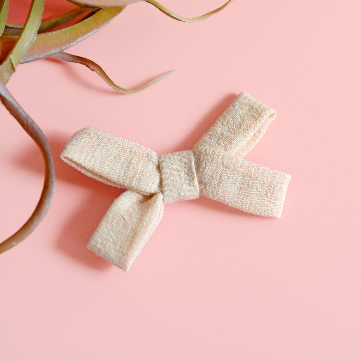 beige bow hair clip, baby girl neutral headband