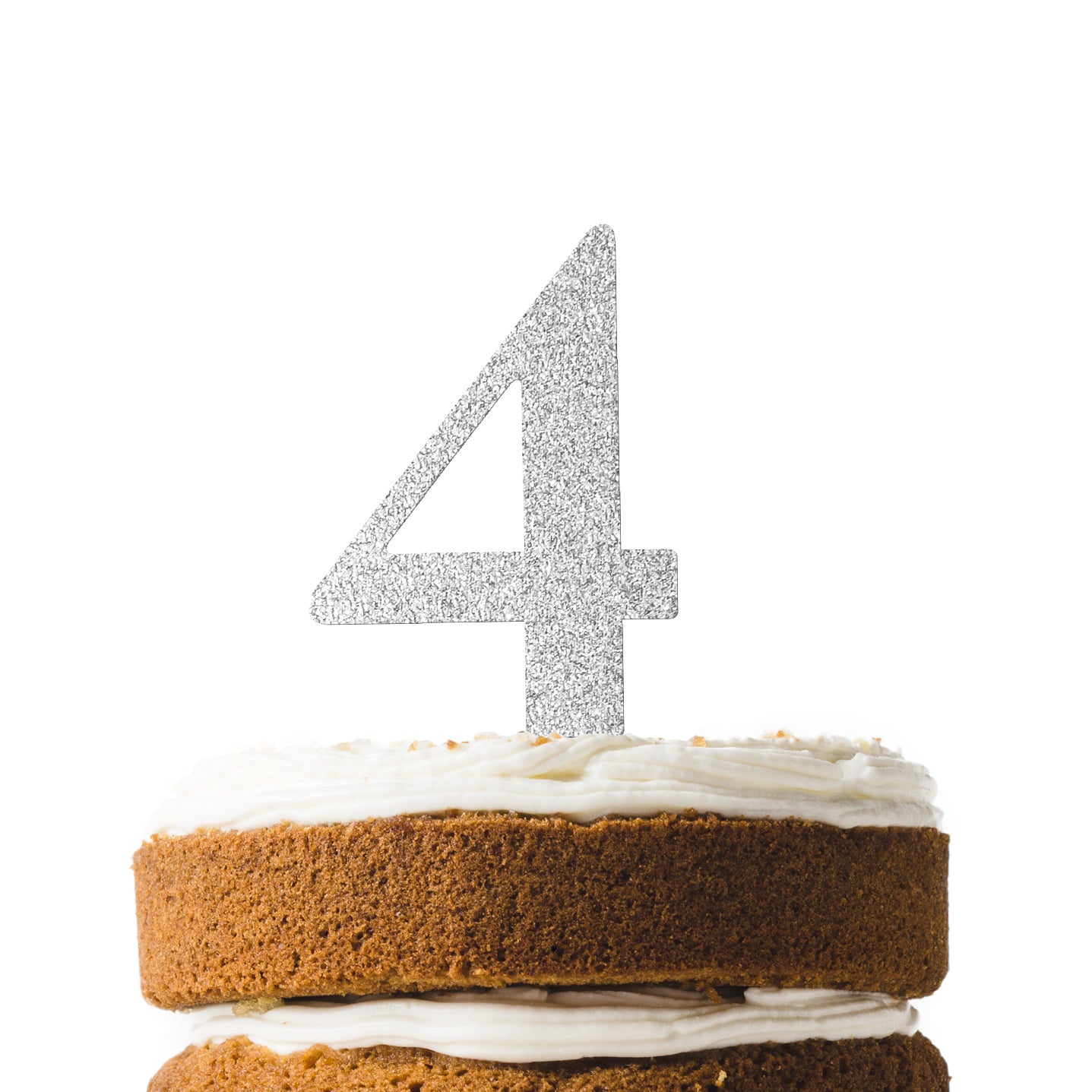 Silver Glitter Number 4 Cake Topper