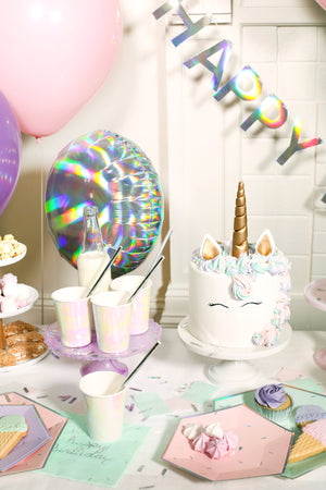 Sprinkles - Pastel Happy Birthday Large Paper Plates - Harlow & Grey Tableware - Pastel Happy Birthday Plates, Mermaid Birthday Party Tableware, Pastel Party Paper Plates, Girls Birthday, Unicorn Birthday Supplies