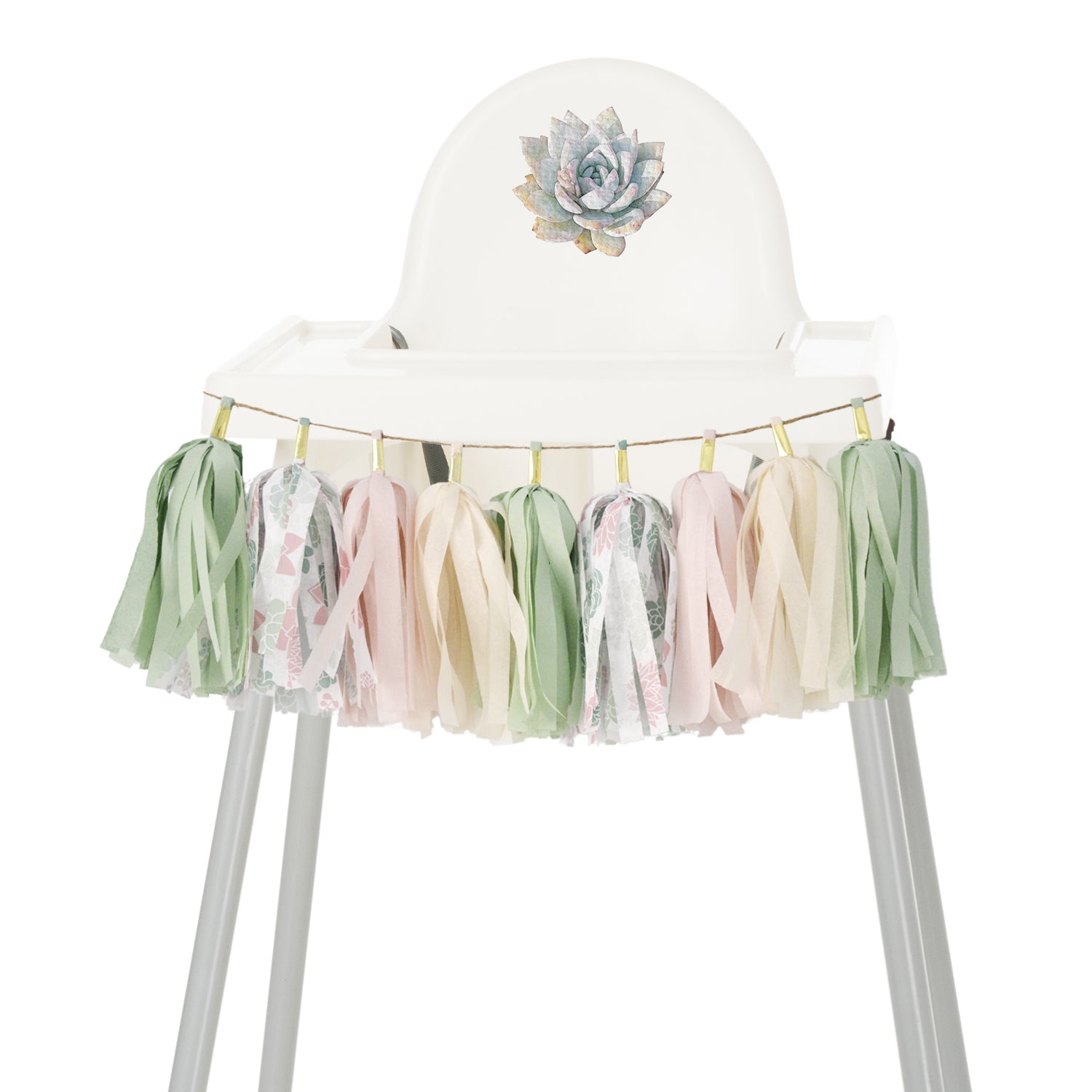 Succulents High Chair Garland, Boho Desert Garden First Birthday High Chair Banner, Bohemian Botanical Cactus Cake Smash Decorations