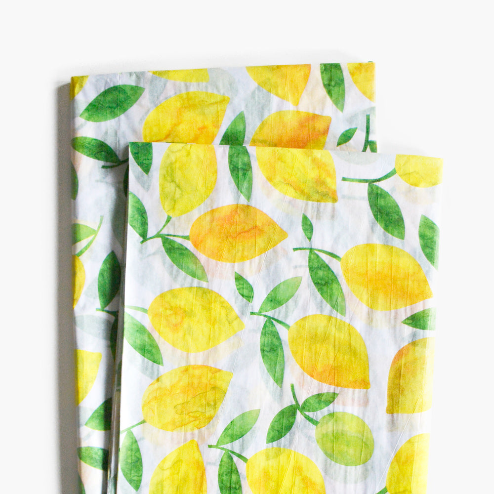 Watercolor Lemon Tissue Paper - Lemon Gift Wrapping Paper, Fruit Pattern Gift Wrap, Handcraft Supplies