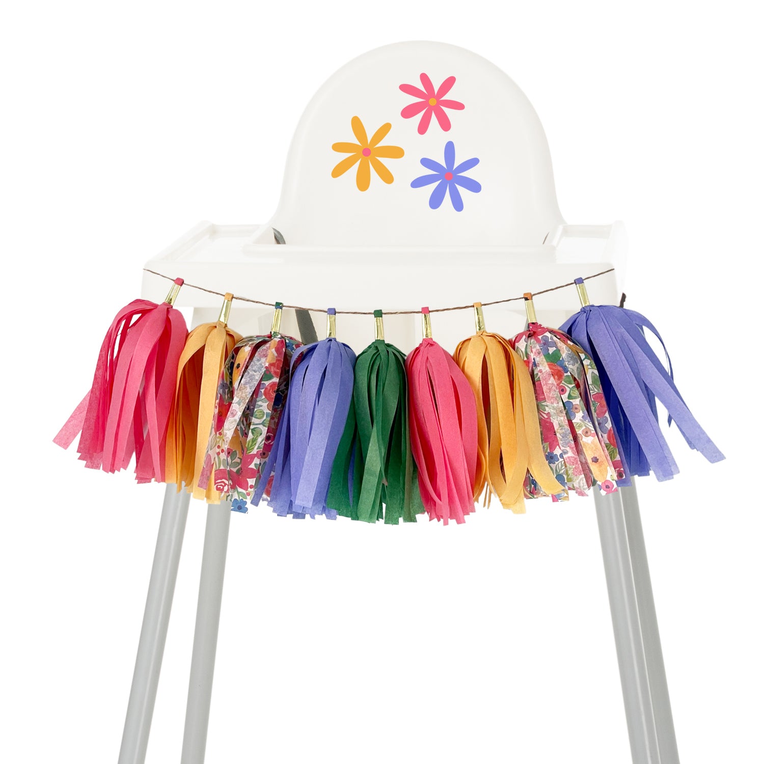 Wildflowers High Chair Garland - Spring and Summer Flower Garden First Birthday High Chair Banner Cake Smash Decoration