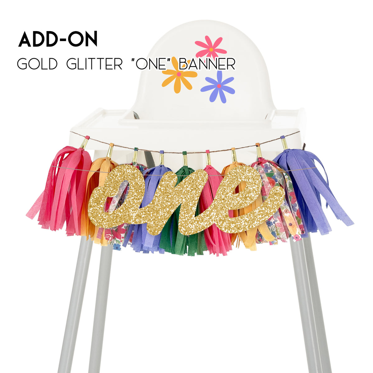 Wildflowers High Chair Garland - Spring and Summer Flower Garden First Birthday High Chair Banner Cake Smash Decoration